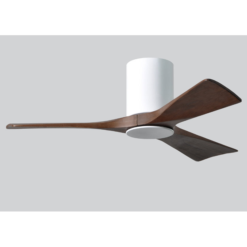 Irene LED Ceiling Fan, Gloss White, Barn Wood Tone, 52"