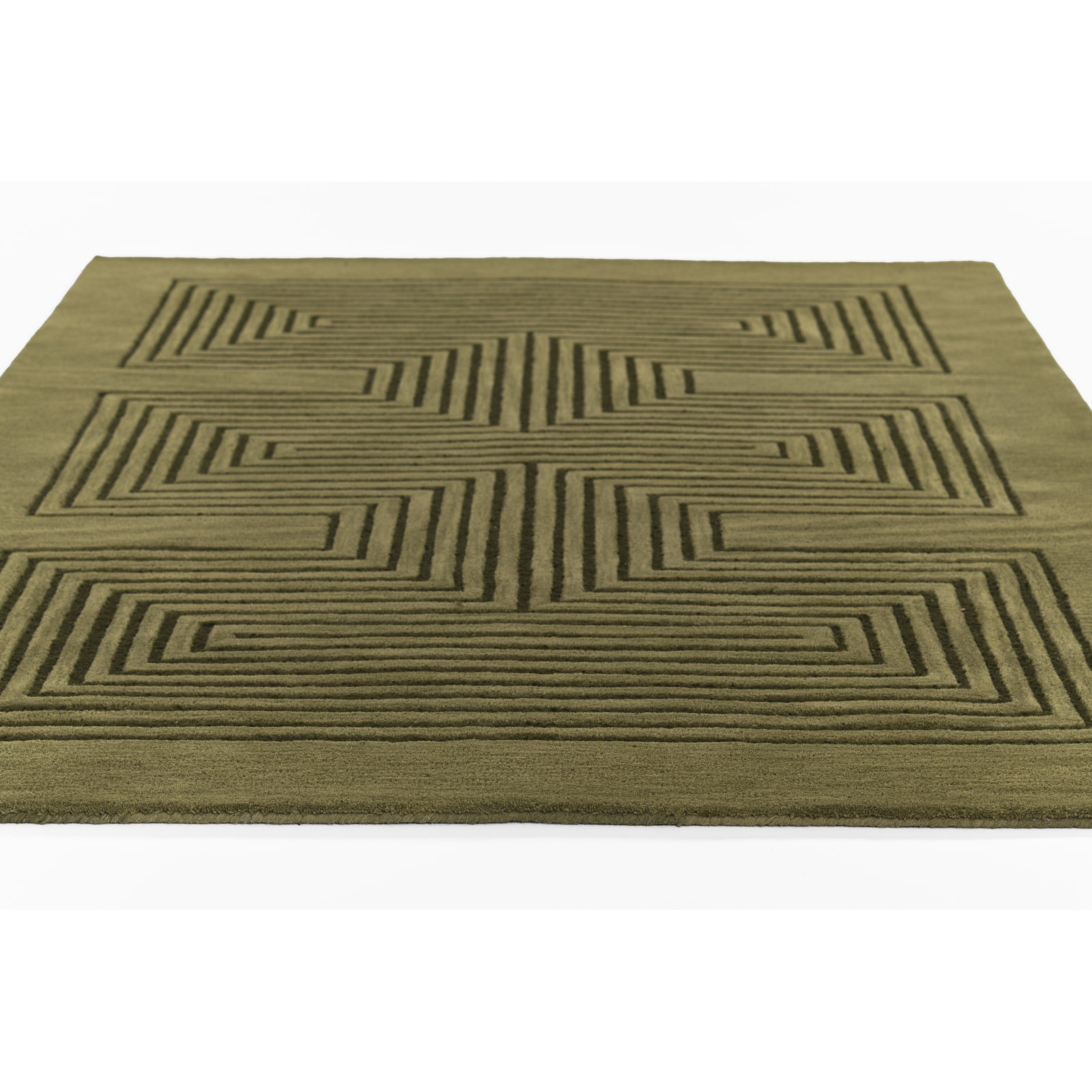 Orlie Copper Hand-Tufted Geometric Wool Rug, Rectangle 8' x 10', Green