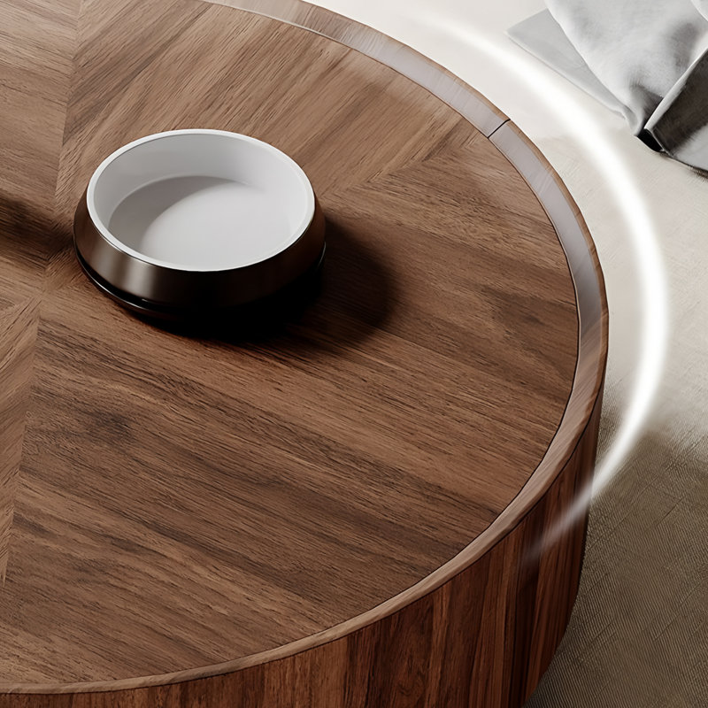 Drum Coffee Table with Storage, 12.6" H x 39.37" L x 39.37" W