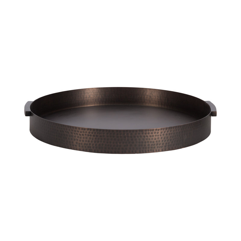 Plateau en métal martelé Yasmine, Bronze, 2" H x 17" W x 17" D