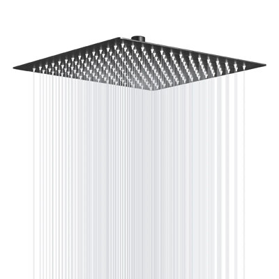 Pommeau de douche carrée fixe en acier inoxydable, 1 jet, débit de 2,5 GPM, 10 po, effet pluie.