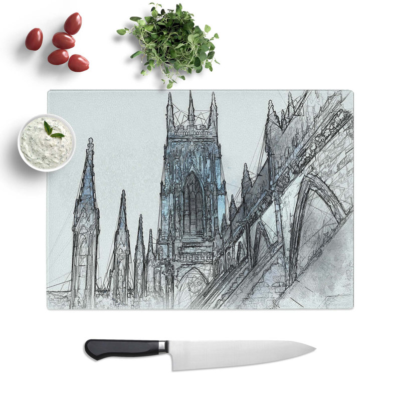 Tempered Glass York Minster in Abstract Chopping Board, 28.5 cm W x 20 cm L