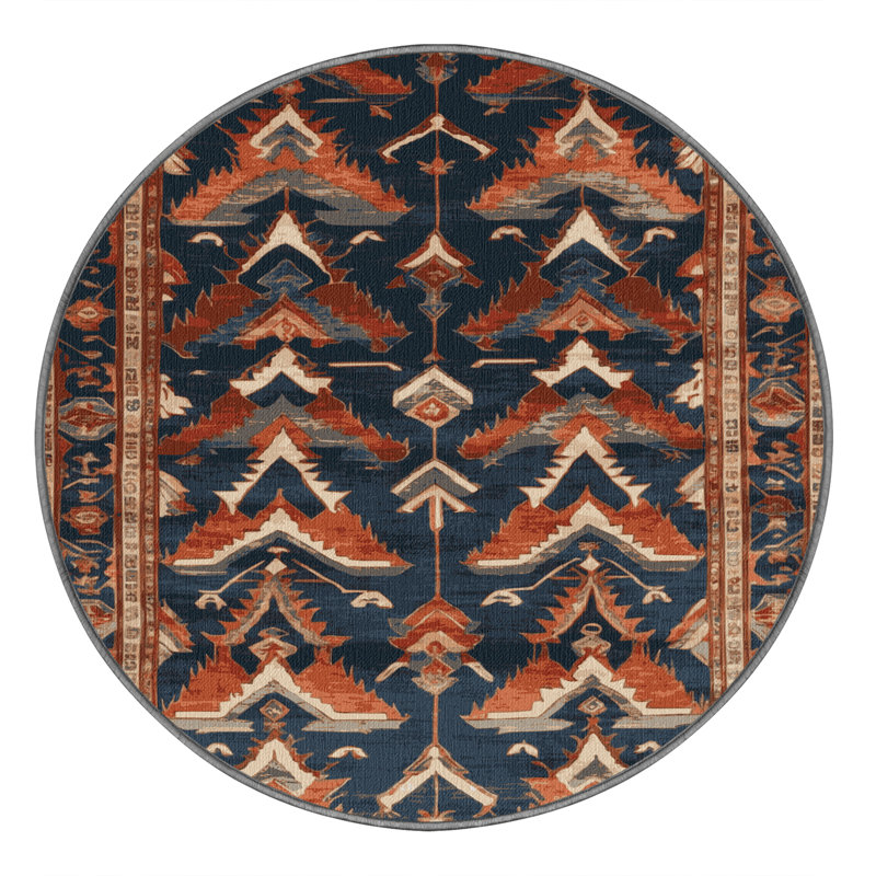 Tapis brun lavable à la machine, Rond 3 pi