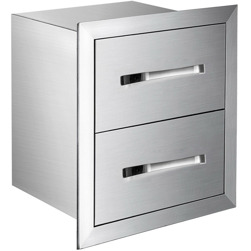 18'' Stainless Steel Double Access Outdoor Kitchen Drawers