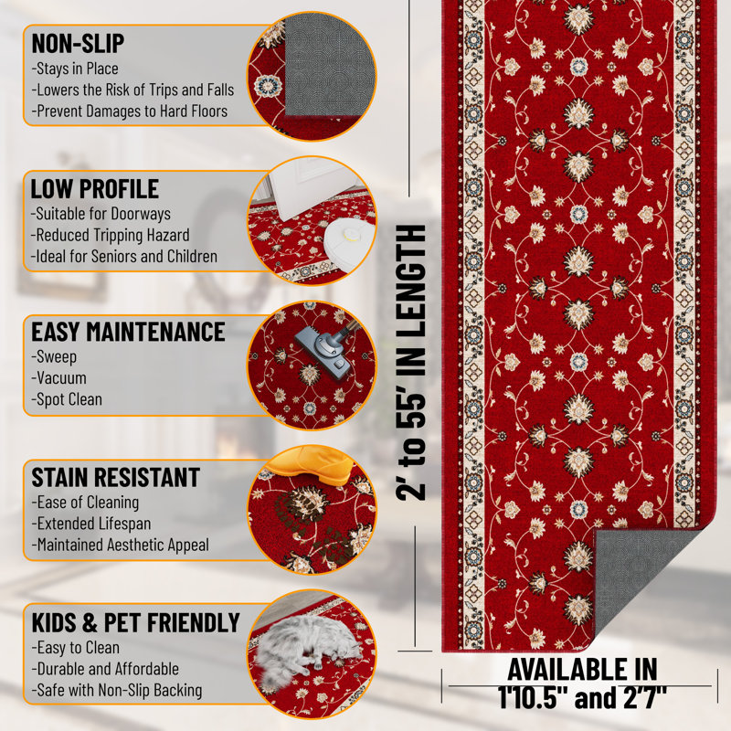 Kaira Soft Non-Slip Indoor Rug, Runner 1'10.5" x 11'