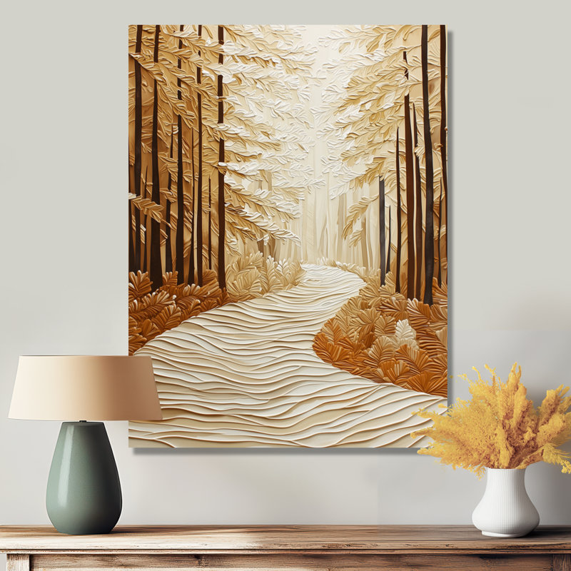 «Autumn The Enchanted Path Forest I», impression d'art mural en métal, paysages, H 32 po x l 24 po x P 0,84 po