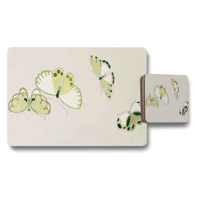 Pink Lily Floral Placemat And Coaster Set With White Lilies