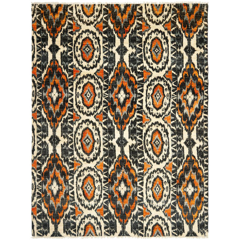 Seychelles Hand-Knotted Ivory/Rust Area Rug, Rectangle 6' x 9'