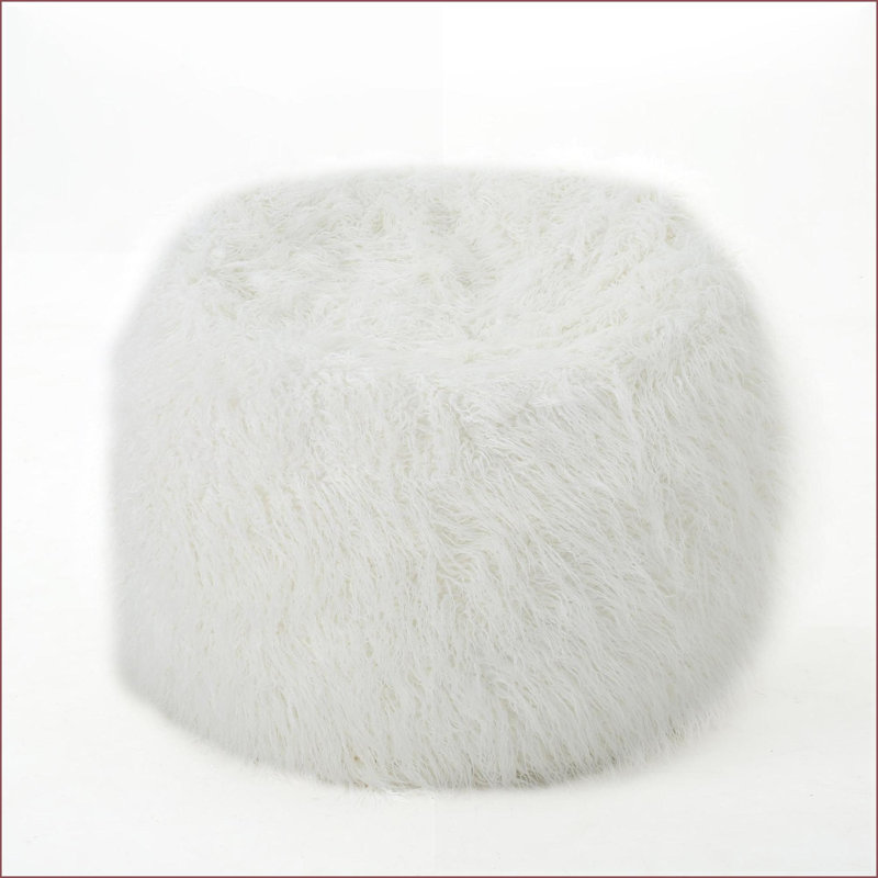Fauteuil à billes Mahin Blanc | Rond, Fausse fourrure blanche