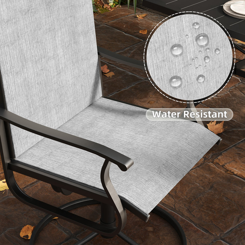 7-Piece Iron Outdoor Dining Set, Light Gray
