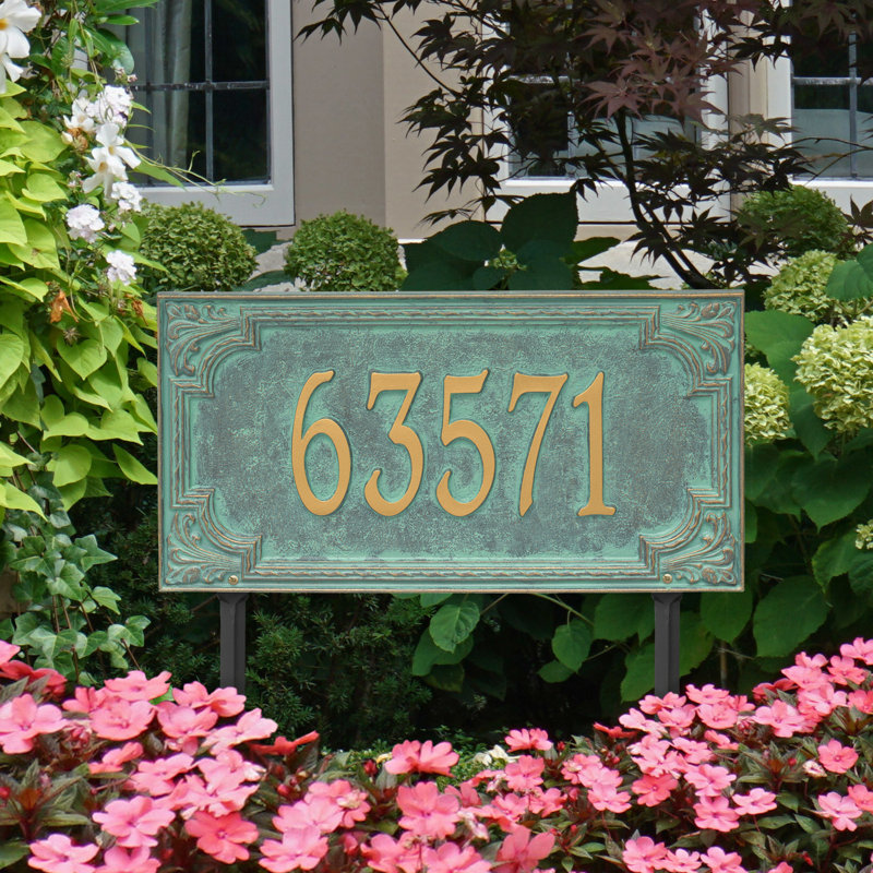 Plaque d'adresse sur 1 ligne Signature Series, Bronze, Oui, Vert-de-gris