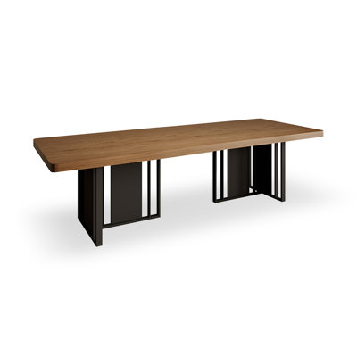 Brown Rectangular Solid Wood Dining Table