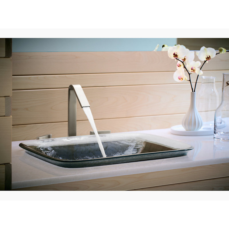 Kohler Inia, Artist Editions Rectangle Glass Wading Pool Bathroom Sink, Ice