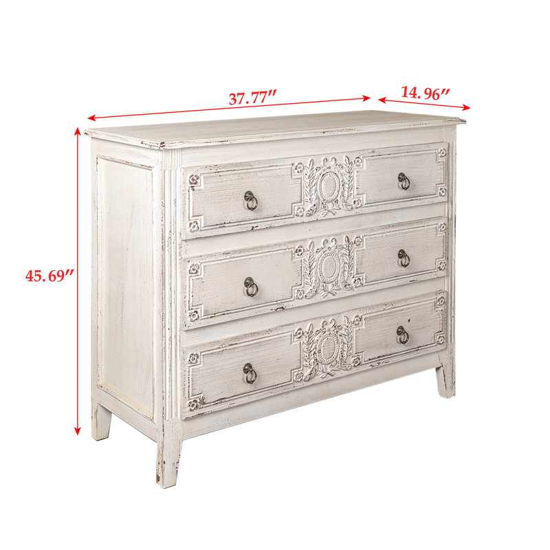 3 armoires pour le salon, finition antique, armoire en bois de pin massif, rangement à 3 tiroirs