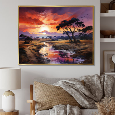 African Serengeti Sunset - African Art Wall Decor