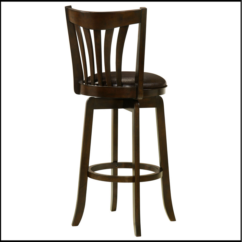 Chaise de bar pivotante en cerisier foncé Decker avec siège et dossier confortables, parfaite pour les cuisines modernes et traditionnelles.