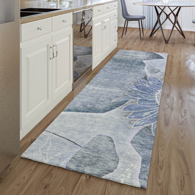 Tapis bleu Prisco lavable à la machine de qualité supérieure