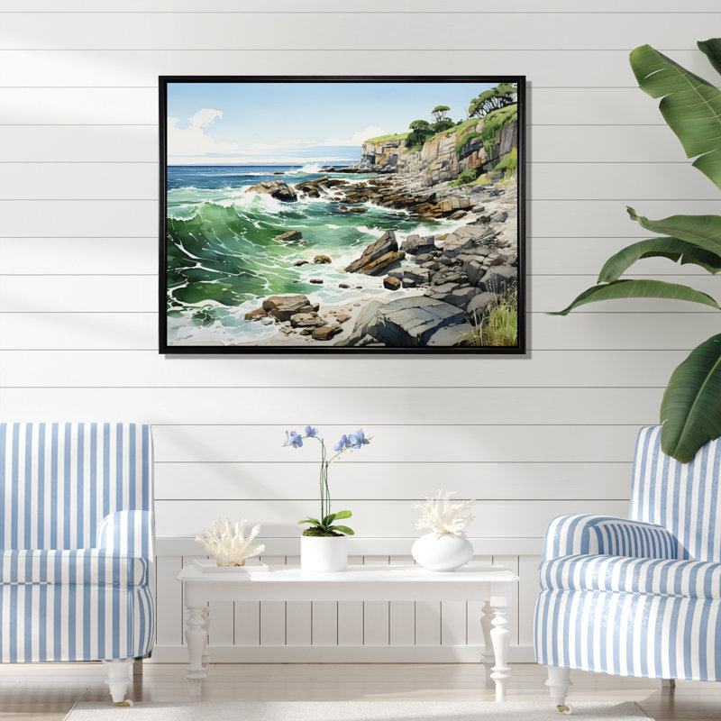 Coastal Rocks - reproduction sur toile, H 12 po x l 20 po x P 1 po, Toile tendue
