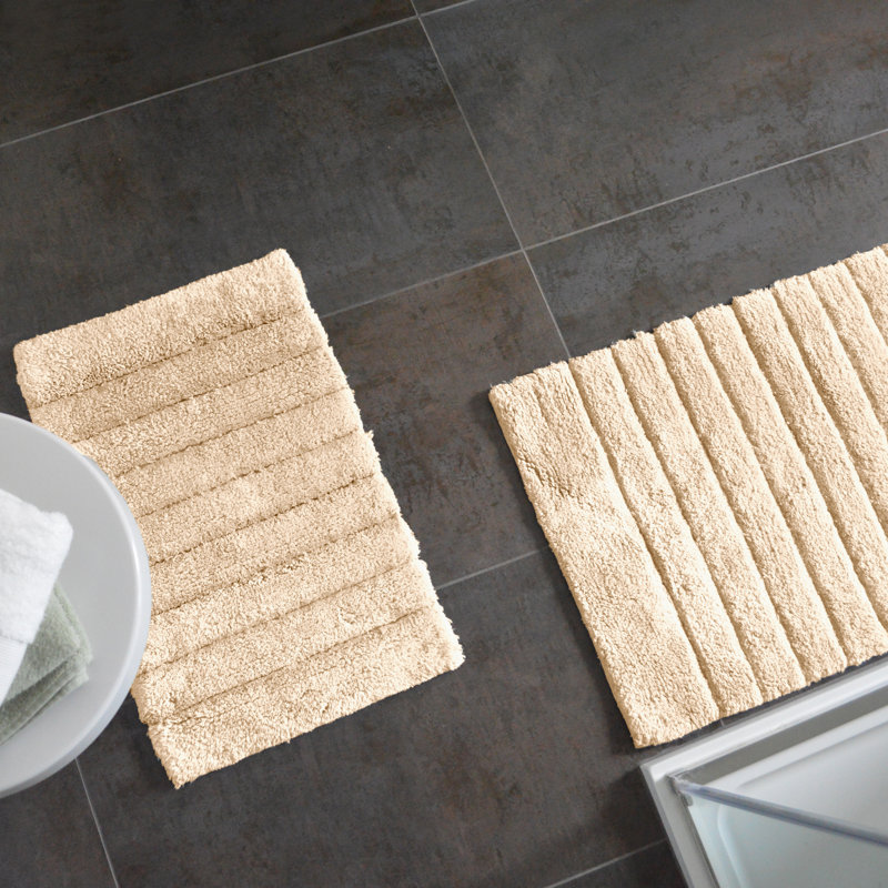 Shiwanda Ribbed Two Piece Bath Mat Set, Stone