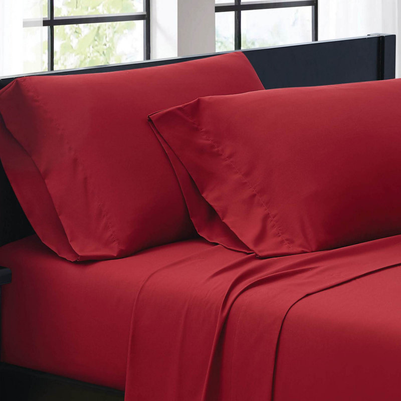 King Red Solid Microfiber Polyester Sheet Set