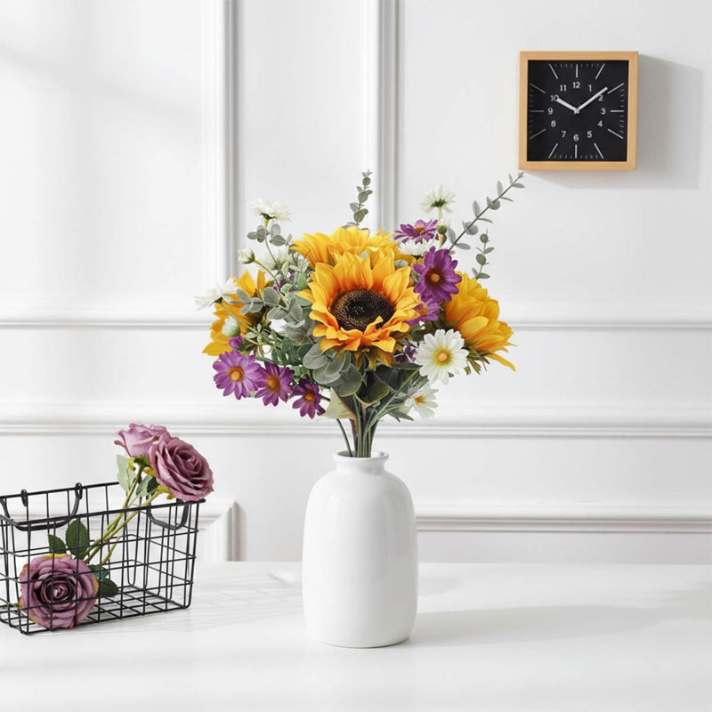 Bouquet de tournesols artificiels avec fleurs de cimetière artificiel
