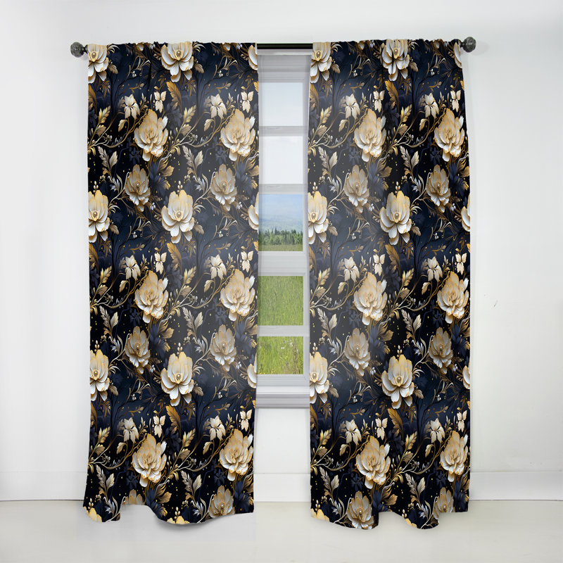 Moonlit Whispers Moody Patterns - Damask Curtain - Velvet Room Darkening - 1 panel, 52" W x 84" L