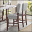 Ensemble de 4 tabourets de bar Mid-Century modernes en lin rembourrés avec des pieds en bois massif pour la cuisine et la salle à manger-982223264