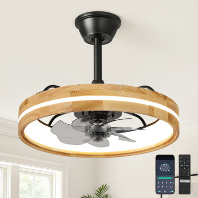 19.5" Ceiling Fan with Light, App & Remote Control, Dimmable LED for Bedroom Living Room