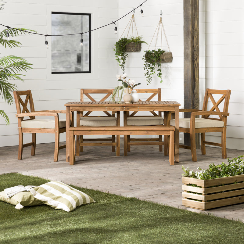 Ensemble de salle à manger rectangulaire pour 5 personnes 60 "avec coussins Alfonsi