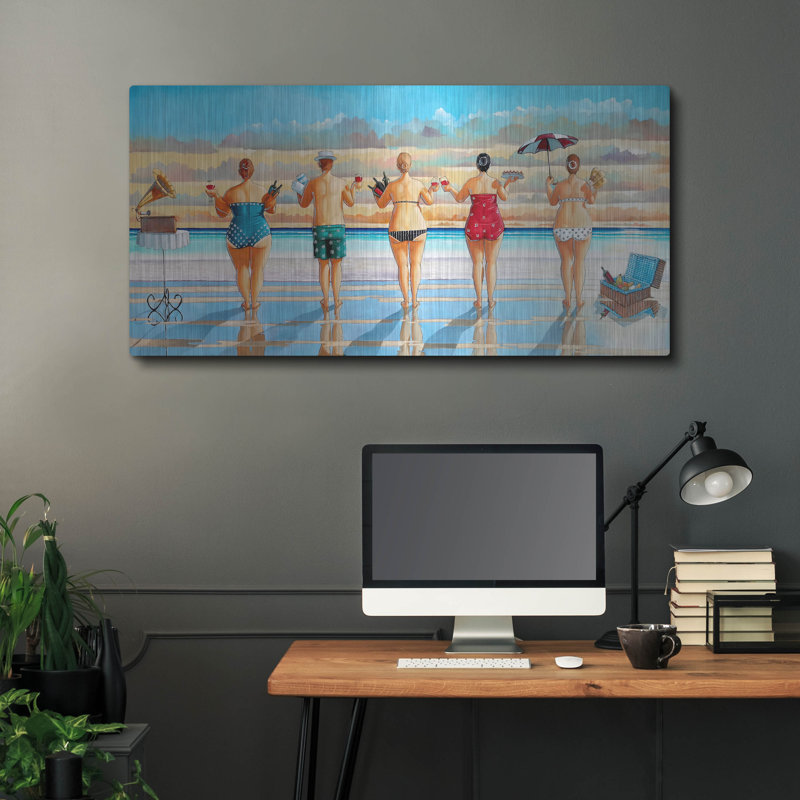Art mural en métal Rosecliff Heights «regarder le coucher du soleil» par Ronald West, H 24 po x l 48 po