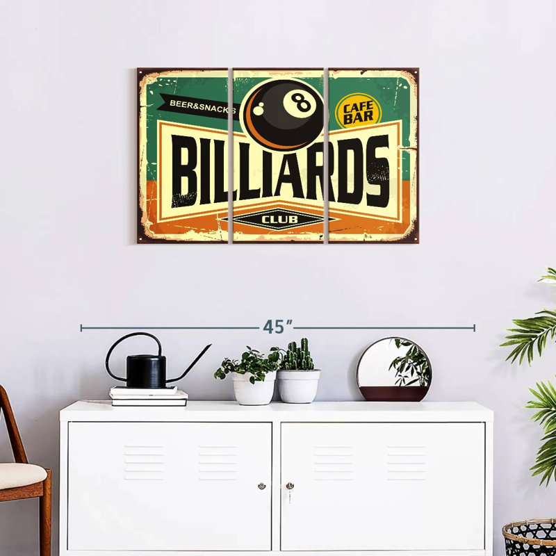 Ensemble de billard club sur toile 3 pièces, H 20 po x l 33 po x P 1,25 po