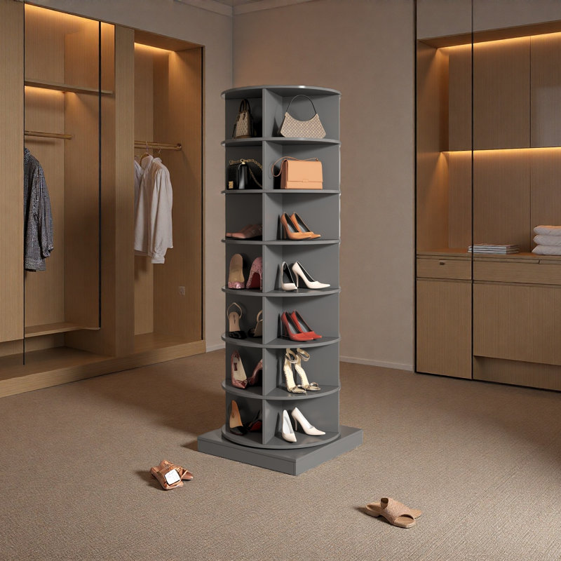 360 Rotating Shoe Cabinet 7 Layers, Gray, 7