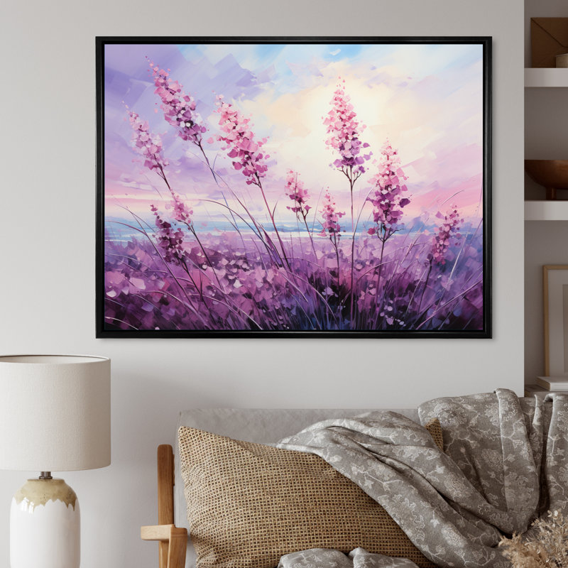 Bladensburg Lilacs Field Pointillism Dot I Framed On Canvas Print, H 30 po x l 40 po x P 1,5 po, Cadre flottant noir