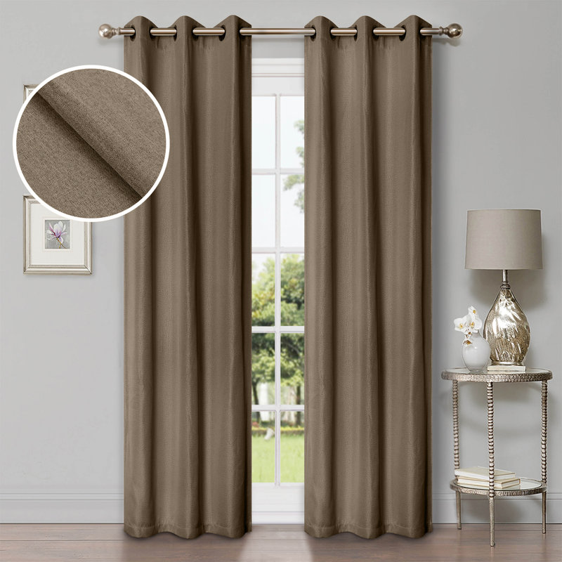 Modern Linen Inspired Classic Solid 100% Polyester Room Darkening Curtain Panel, Coriander, Grommet 42" W x 108" L