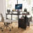 47.3"Office Desk With Power Outlet,2 Monitor Stands,2 Drawers,Side Pocket,Easy To Assemble,Frame Stability Reversible,Use For Home Desk, Computer Desk, Game Table-110644359
