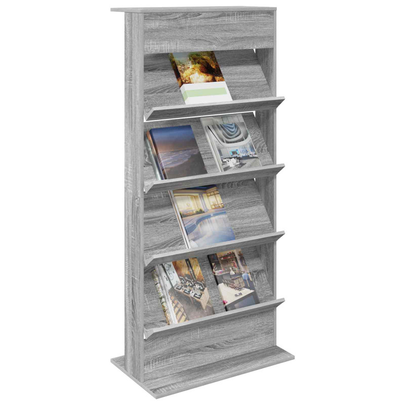 Wood Free Standing Magazine Rack, Grey Sonoma