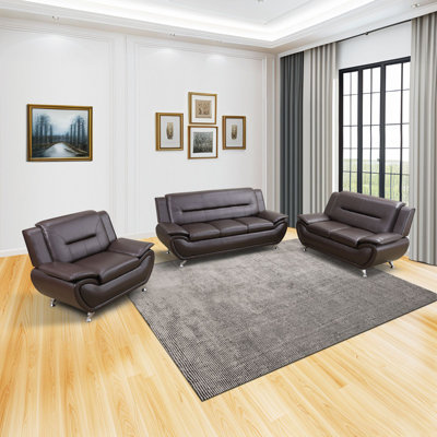 Ceitidh 3 - Piece Faux Leather Living Room Set by Wrought Studio