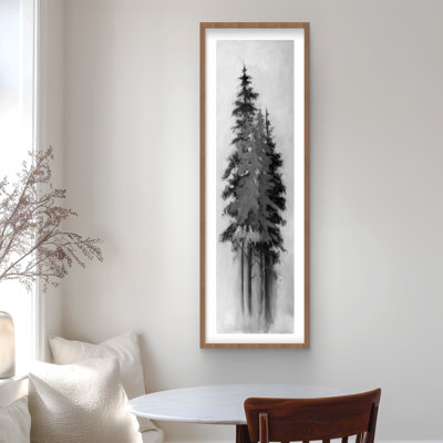 Silhouette of Black and Grey Trees - Framed Matted Print