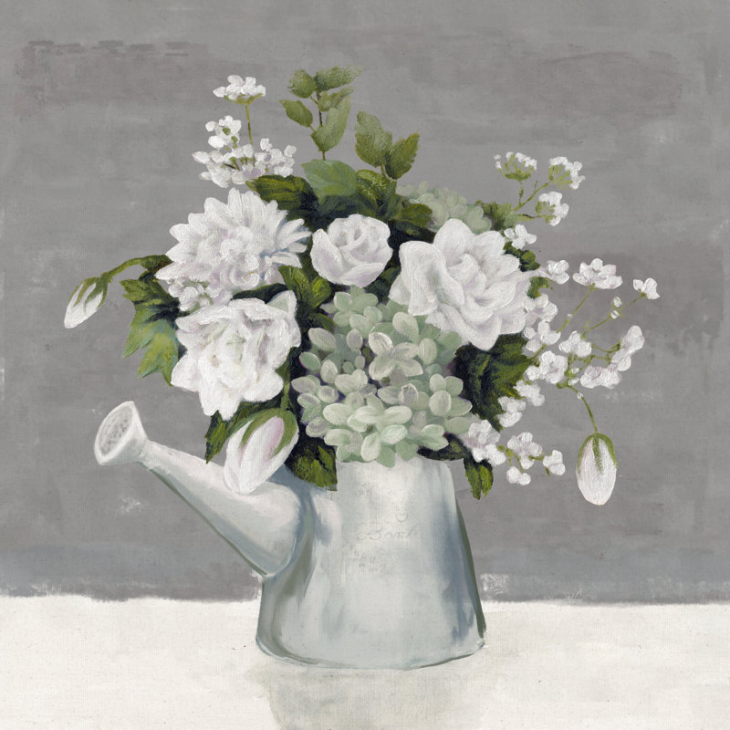 Watering Can Flowers - Wrapped Canvas Painting, 30cm H x 30cm W x 3.8cm D