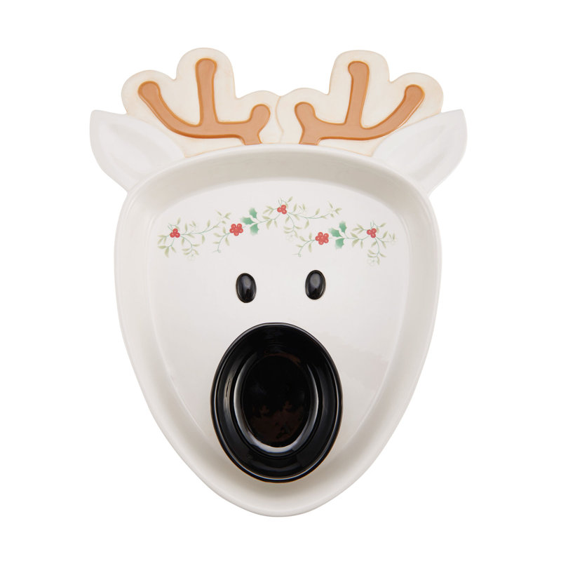 Pfaltzgraff Winterberry Reindeer Chip and Dip Platter