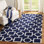 Tapis géométrique en laine / coton tissé à la main Rodgers - blanc / bleu