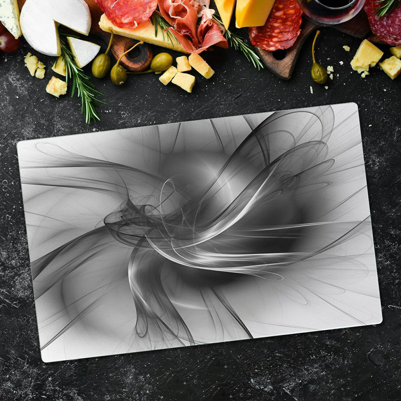 Denes Tempered Glass Spiral Swirls Chopping Board, 52cm x 60cm