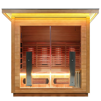 Hylivesaunas 4 - Person Outdoor Traditional Steam and FAR Infrared Sauna with Remote Control in Hemlock