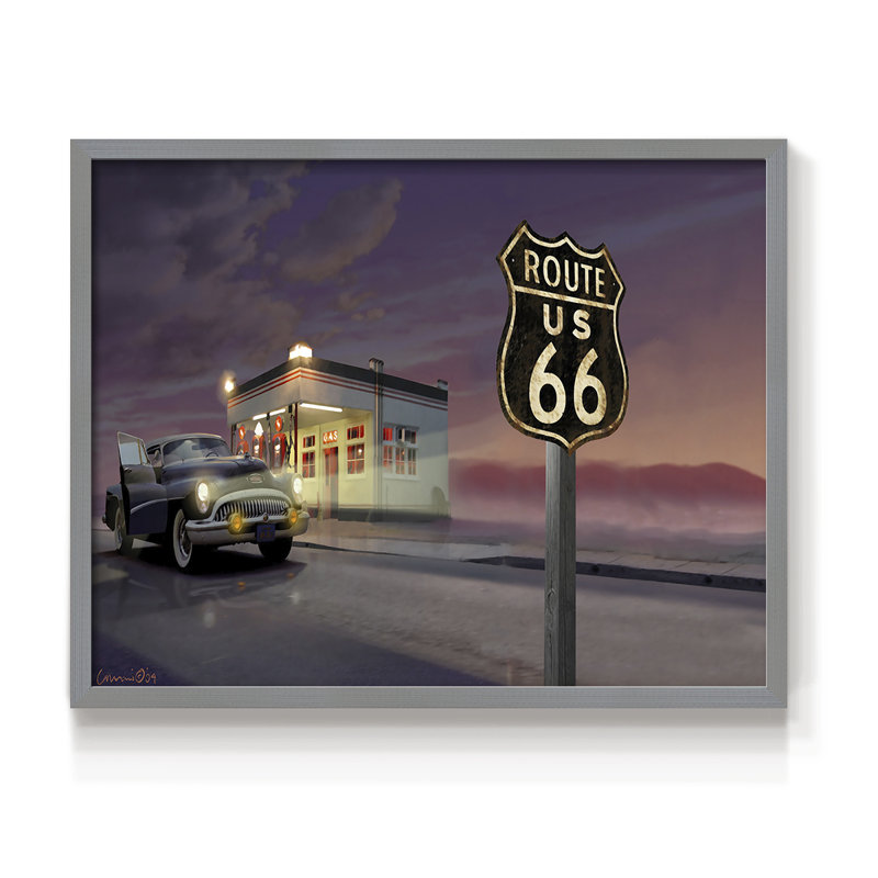 Route 66 -Framed Print - Restickable, Grey, 16" H x 20" W