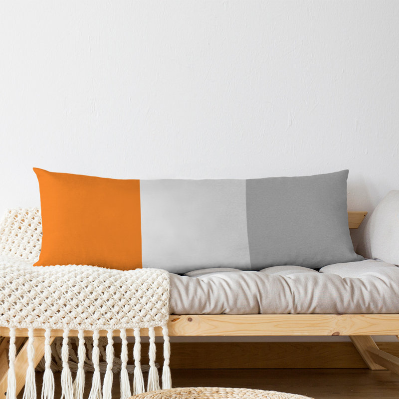 Abel Stripes Medium Polyester 20" x 54" Body Pillow, Orange/Silver