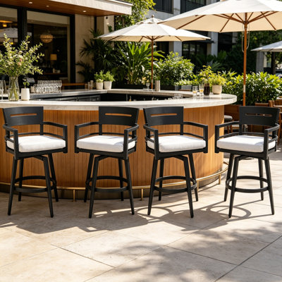 High-End Luxury Aluminum Outdoor Swivel Patio Bar Stools with Sunbrella® Seat Cushion