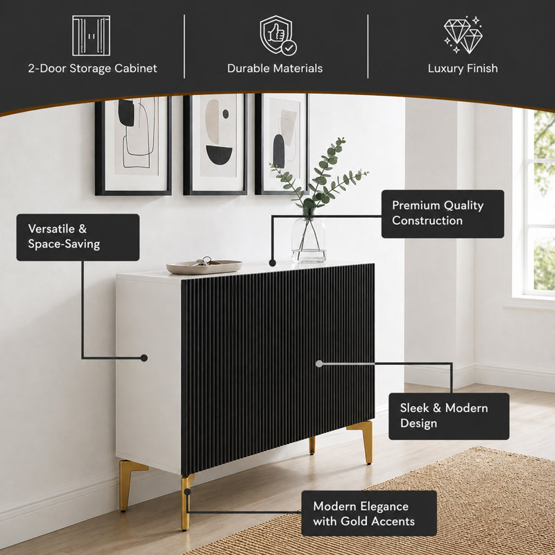 Armoire de rangement à 2 portes, buffet d'appoint avec tablettes intérieures pour le salon, la cuisine, la salle à manger, le couloir ou le vestibule