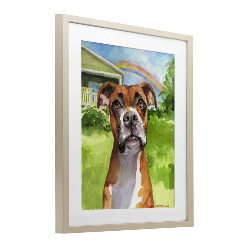 Boxer and Rainbow Portrait, reproduction encadrée sous verre, conception de George Dyachenko, H 16 po x l 13 po