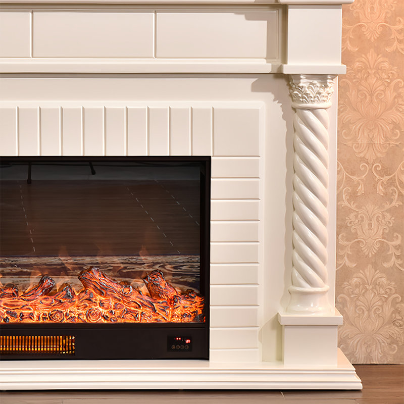 European style simple fireplace decorative cabinet, Ivory