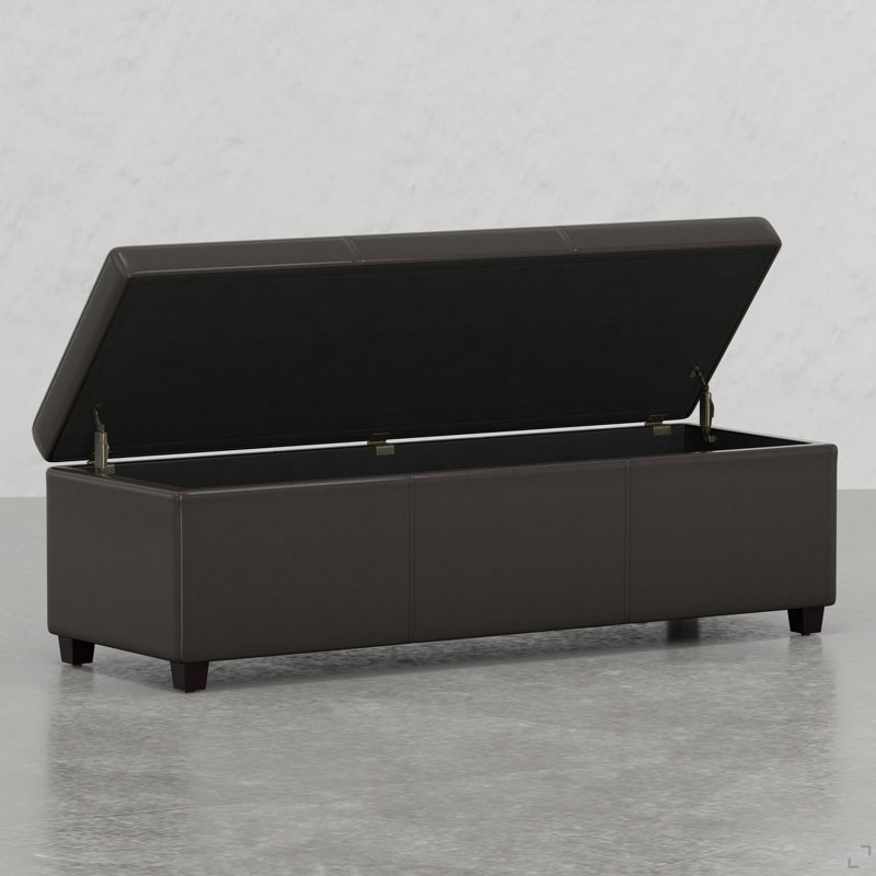 Très grand banc repose-pieds avec rangement, Brun